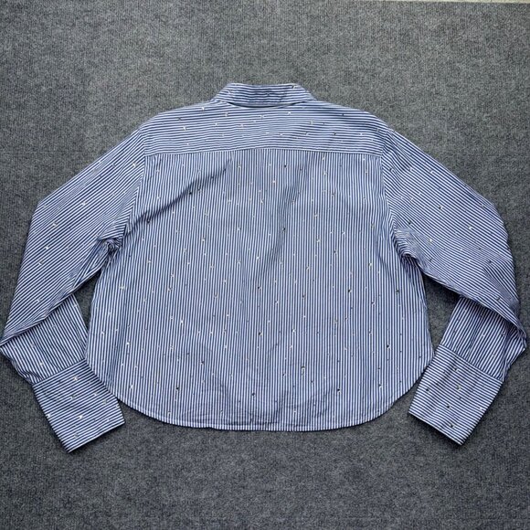J.Crew Garcon Pinstripe Shirt Crop Crystal Detail Poplin Preppy Coastal Women 10 - Picture 6 of 13